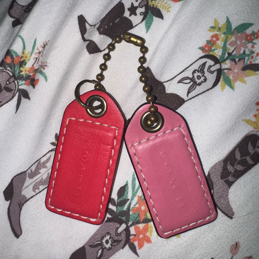 Coach Red and Pink Keychain/Tag Set - Picture 2 of 6